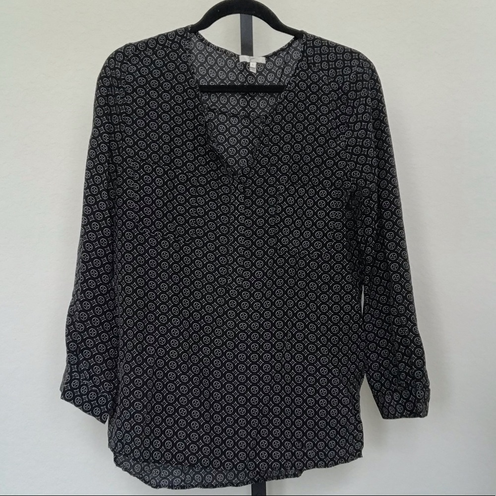 Joie 100% Silk Black Printed Blouse